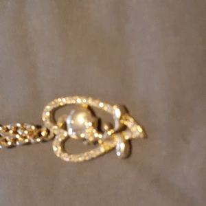 Gold Plated  Heart Tweety Bird Bracelet with clear stones.( 7" bracelet )